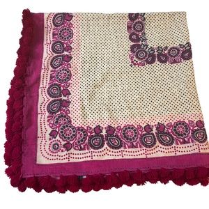 Purely Merino Floral Bohemian Print Tassel Lightweight Wool  Scarf